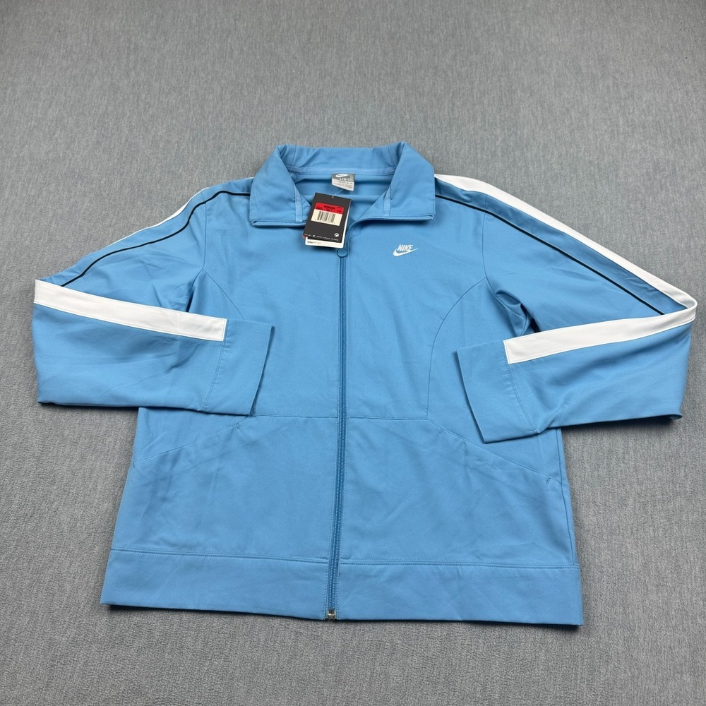Nike Fit Dry Jacket‎ Womens Large Blue Track Full Zip Training Athletic Coat NWT